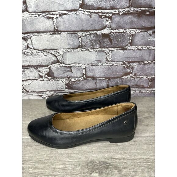Shoes For Crews 55315 Reese Black Leather Work Slip Flats Women Sz 11M US/43EU - Picture 1 of 16